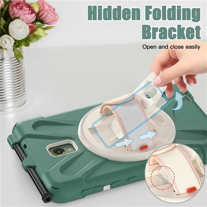 For Samsung Galaxy Tab Active 3 T570 / Tab Active5 X306B Case Hand Strap Kickstand PC+Silicone Rugged Cover