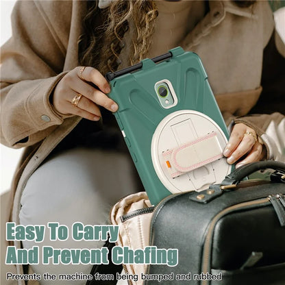 For Samsung Galaxy Tab Active 3 T570 / Tab Active5 X306B Case Hand Strap Kickstand PC+Silicone Rugged Cover