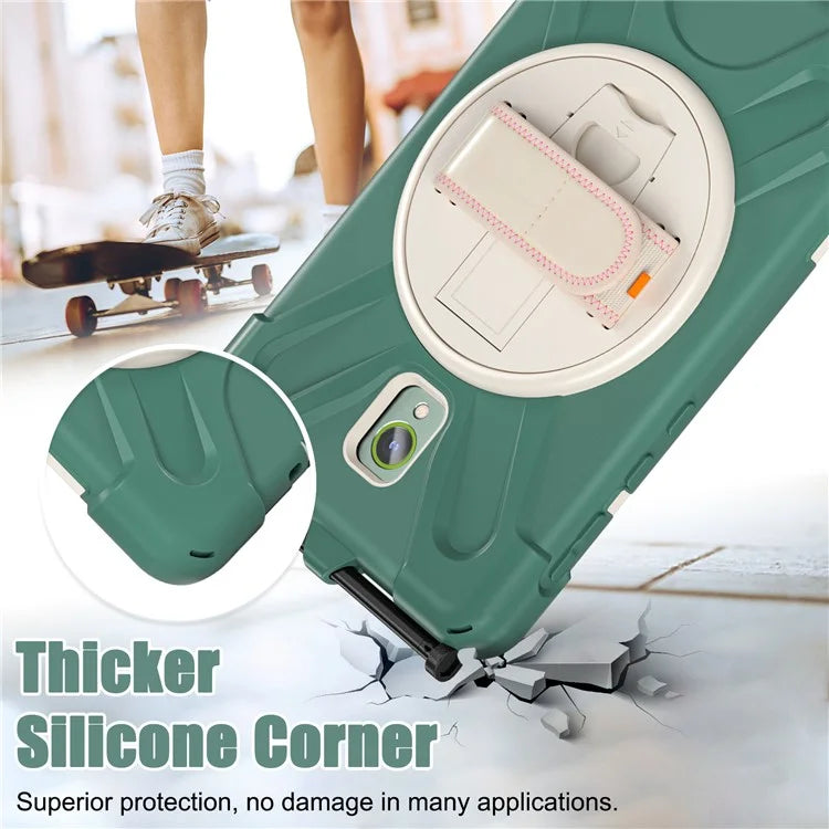 For Samsung Galaxy Tab Active 3 T570 / Tab Active5 X306B Case Hand Strap Kickstand PC+Silicone Rugged Cover