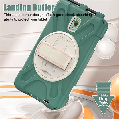 For Samsung Galaxy Tab Active 3 T570 / Tab Active5 X306B Case Hand Strap Kickstand PC+Silicone Rugged Cover