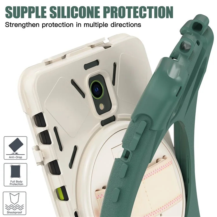 For Samsung Galaxy Tab Active 3 T570 / Tab Active5 X306B Case Hand Strap Kickstand PC+Silicone Rugged Cover