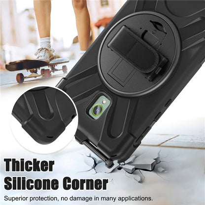 For Samsung Galaxy Tab Active 3 T570 / Tab Active5 X306B Case Hand Strap Kickstand PC+Silicone Rugged Cover