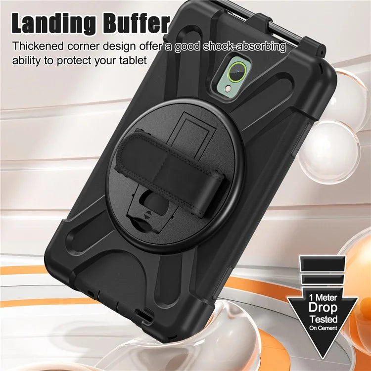 For Samsung Galaxy Tab Active 3 T570 / Tab Active5 X306B Case Hand Strap Kickstand PC+Silicone Rugged Cover