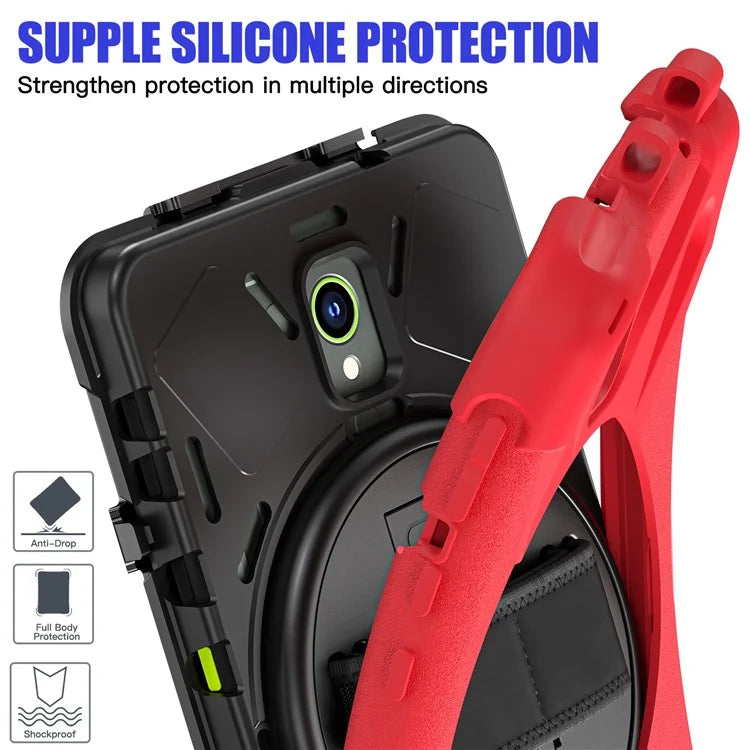 For Samsung Galaxy Tab Active 3 T570 / Tab Active5 X306B Case Hand Strap Kickstand PC+Silicone Rugged Cover
