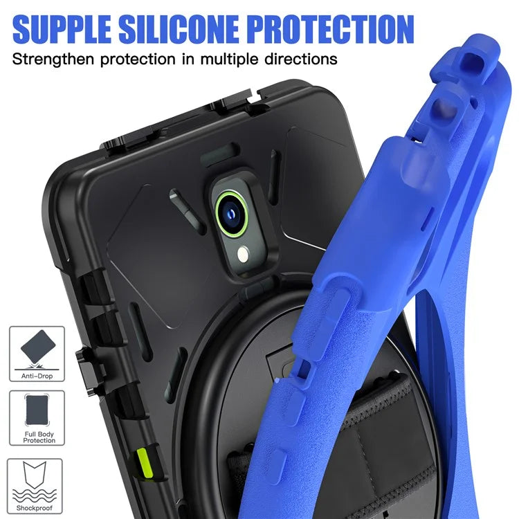 For Samsung Galaxy Tab Active 3 T570 / Tab Active5 X306B Case Hand Strap Kickstand PC+Silicone Rugged Cover