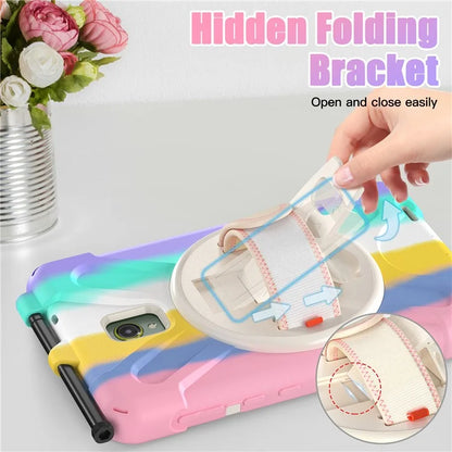 For Samsung Galaxy Tab Active 3 T570 / Tab Active5 X306B Case Hand Strap Kickstand PC+Silicone Rugged Cover