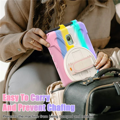For Samsung Galaxy Tab Active 3 T570 / Tab Active5 X306B Case Hand Strap Kickstand PC+Silicone Rugged Cover