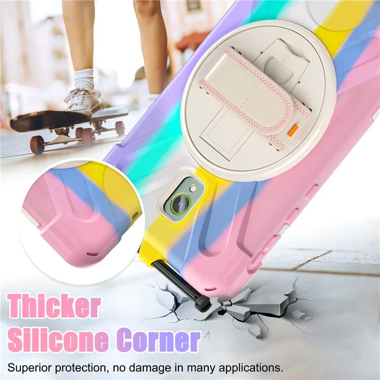 For Samsung Galaxy Tab Active 3 T570 / Tab Active5 X306B Case Hand Strap Kickstand PC+Silicone Rugged Cover