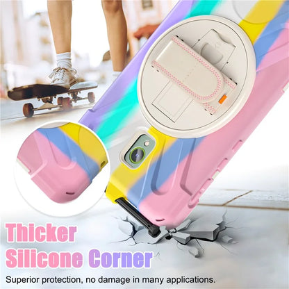 For Samsung Galaxy Tab Active 3 T570 / Tab Active5 X306B Case Hand Strap Kickstand PC+Silicone Rugged Cover