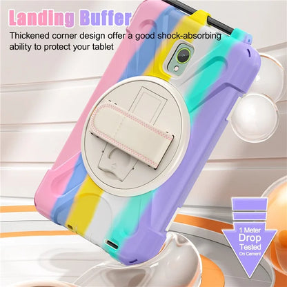 For Samsung Galaxy Tab Active 3 T570 / Tab Active5 X306B Case Hand Strap Kickstand PC+Silicone Rugged Cover