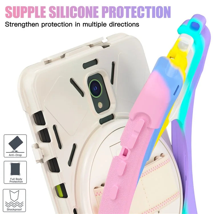 For Samsung Galaxy Tab Active 3 T570 / Tab Active5 X306B Case Hand Strap Kickstand PC+Silicone Rugged Cover