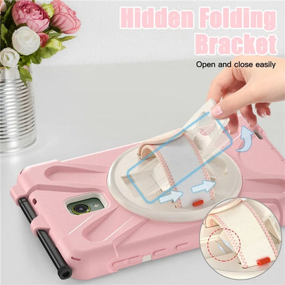 For Samsung Galaxy Tab Active 3 T570 / Tab Active5 X306B Case Hand Strap Kickstand PC+Silicone Rugged Cover