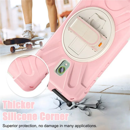 For Samsung Galaxy Tab Active 3 T570 / Tab Active5 X306B Case Hand Strap Kickstand PC+Silicone Rugged Cover