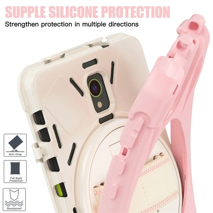For Samsung Galaxy Tab Active 3 T570 / Tab Active5 X306B Case Hand Strap Kickstand PC+Silicone Rugged Cover