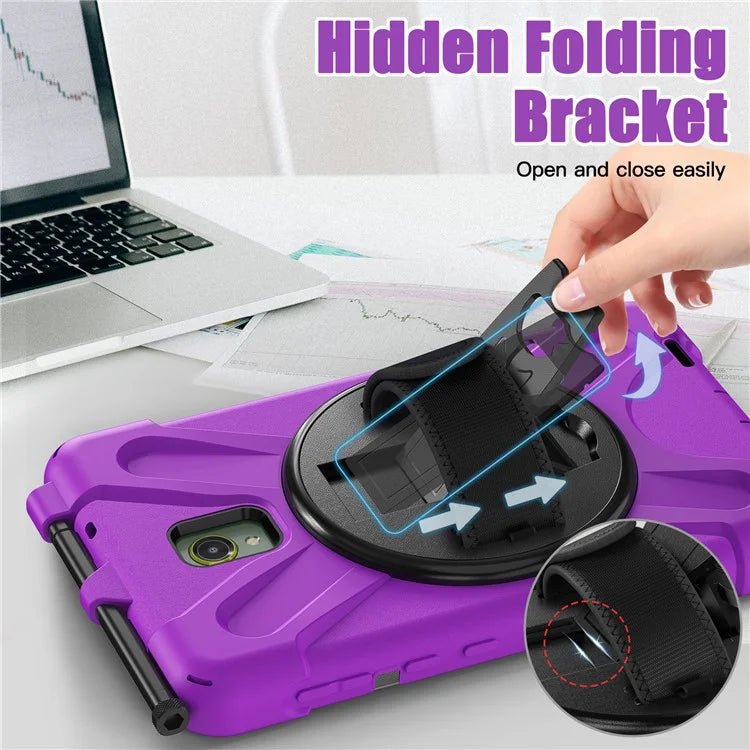 For Samsung Galaxy Tab Active 3 T570 / Tab Active5 X306B Case Hand Strap Kickstand PC+Silicone Rugged Cover