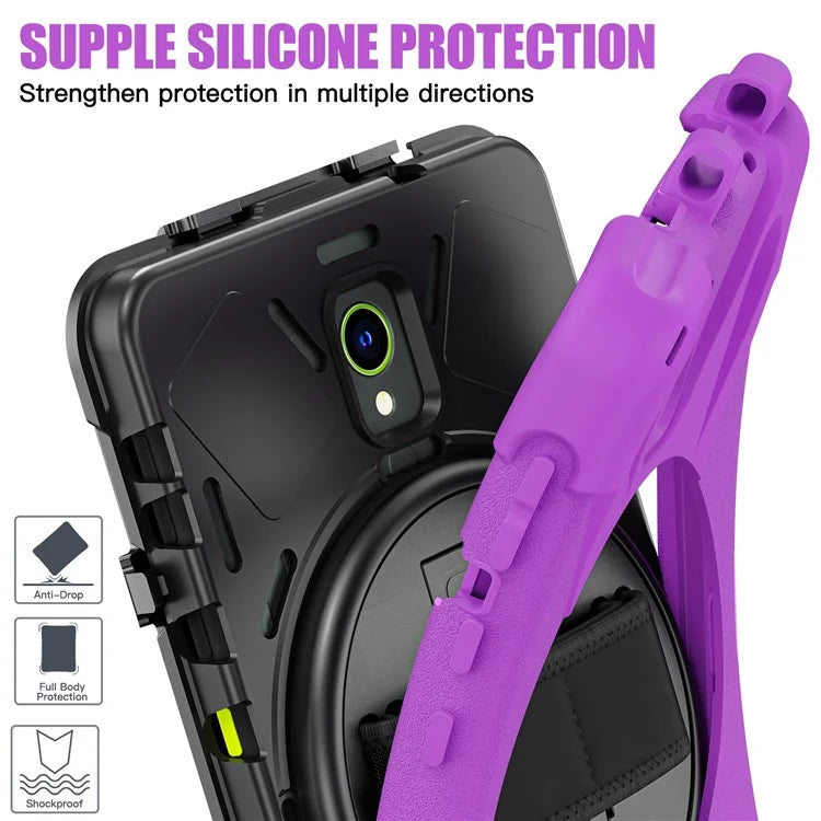 For Samsung Galaxy Tab Active 3 T570 / Tab Active5 X306B Case Hand Strap Kickstand PC+Silicone Rugged Cover