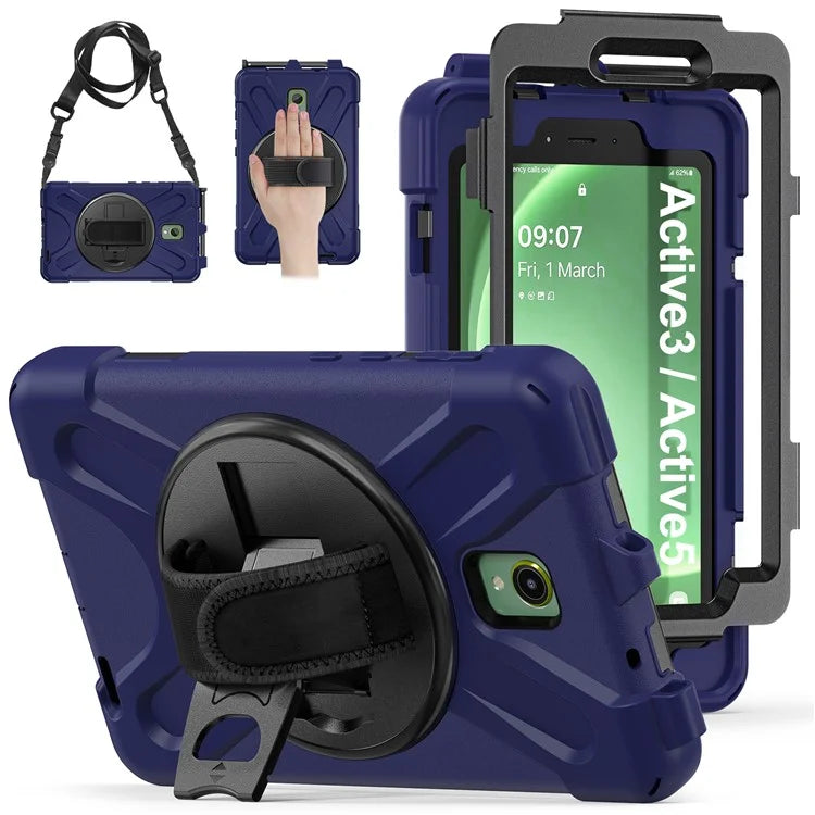 For Samsung Galaxy Tab Active 3 T570 / Tab Active5 X306B Case PC+Silicone Protective Cover with Shoulder Strap