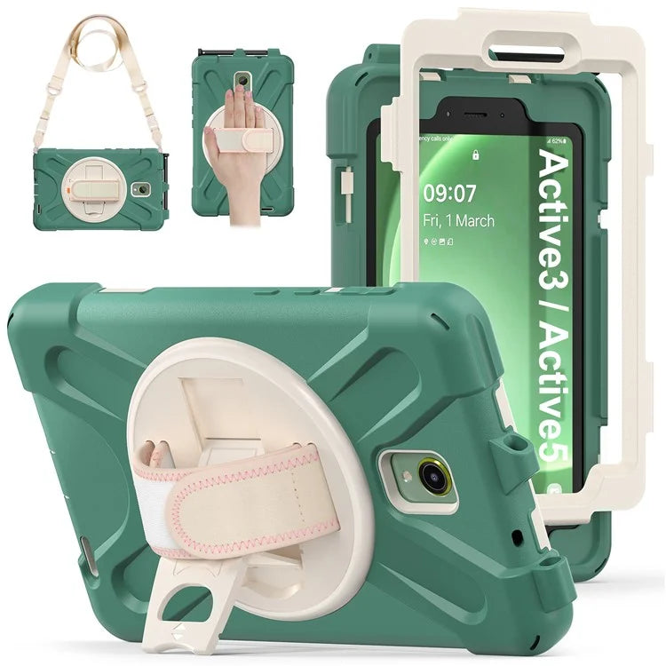 For Samsung Galaxy Tab Active 3 T570 / Tab Active5 X306B Case PC+Silicone Protective Cover with Shoulder Strap