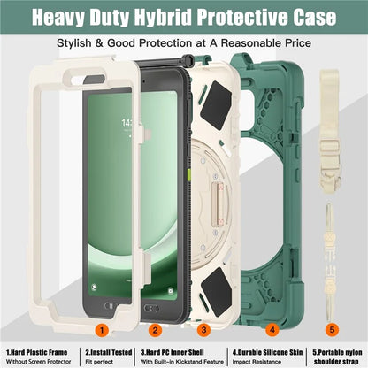 For Samsung Galaxy Tab Active 3 T570 / Tab Active5 X306B Case PC+Silicone Protective Cover with Shoulder Strap
