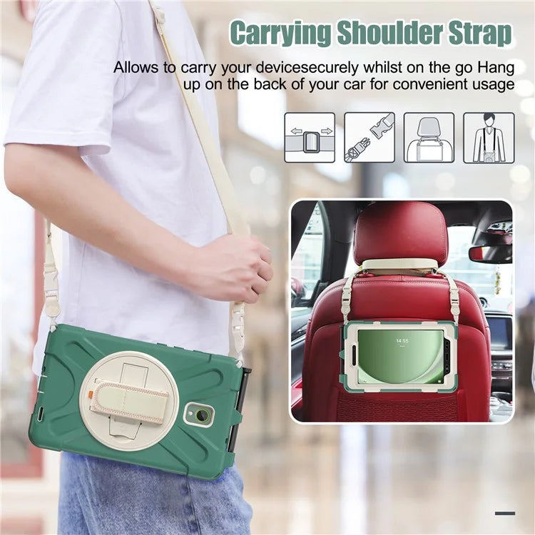 For Samsung Galaxy Tab Active 3 T570 / Tab Active5 X306B Case PC+Silicone Protective Cover with Shoulder Strap