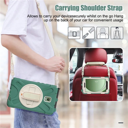 For Samsung Galaxy Tab Active 3 T570 / Tab Active5 X306B Case PC+Silicone Protective Cover with Shoulder Strap