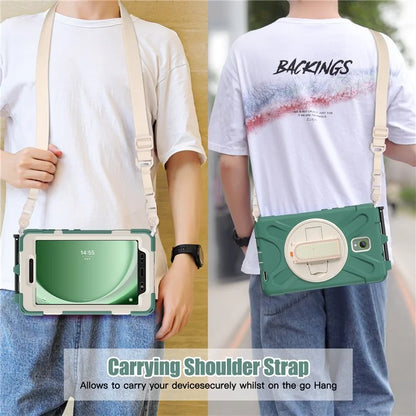 For Samsung Galaxy Tab Active 3 T570 / Tab Active5 X306B Case PC+Silicone Protective Cover with Shoulder Strap