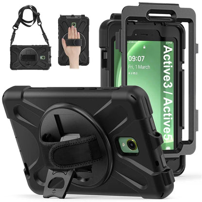 For Samsung Galaxy Tab Active 3 T570 / Tab Active5 X306B Case PC+Silicone Protective Cover with Shoulder Strap