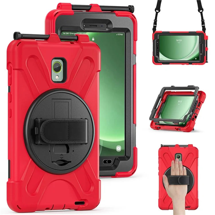 For Samsung Galaxy Tab Active 3 T570 / Tab Active5 X306B Case PC+Silicone Protective Cover with Shoulder Strap