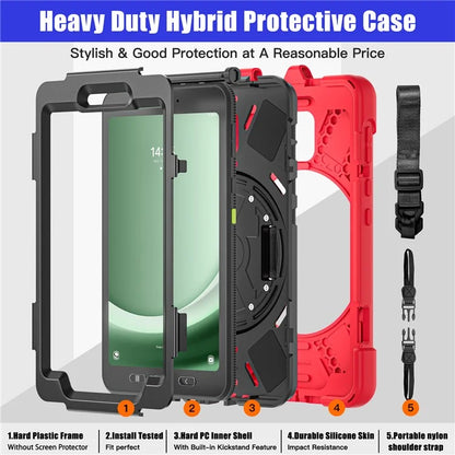 For Samsung Galaxy Tab Active 3 T570 / Tab Active5 X306B Case PC+Silicone Protective Cover with Shoulder Strap