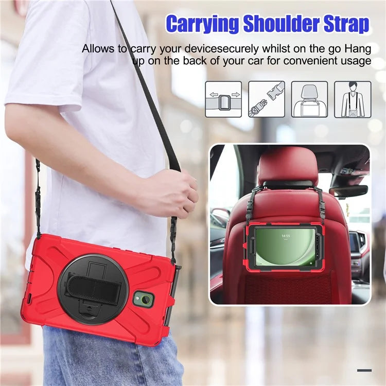 For Samsung Galaxy Tab Active 3 T570 / Tab Active5 X306B Case PC+Silicone Protective Cover with Shoulder Strap