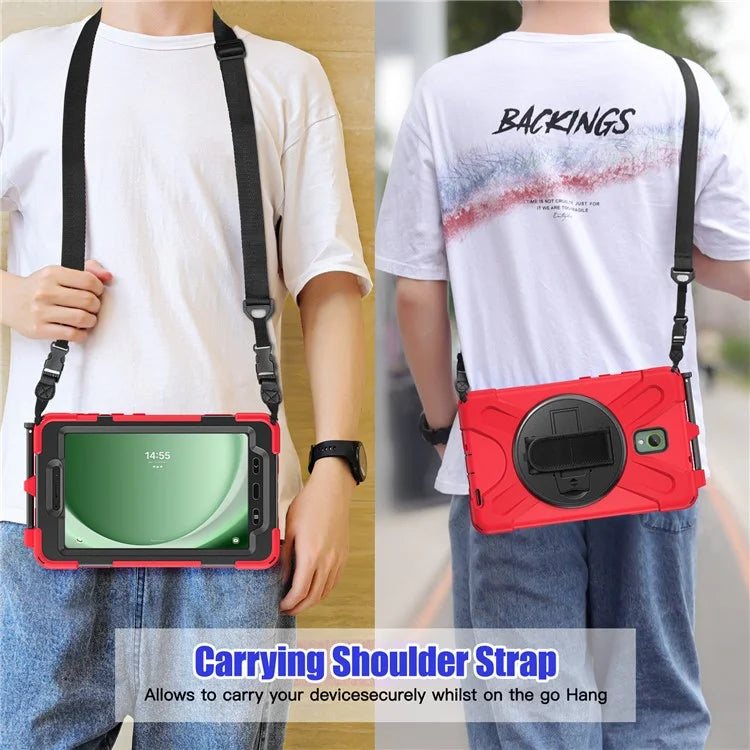 For Samsung Galaxy Tab Active 3 T570 / Tab Active5 X306B Case PC+Silicone Protective Cover with Shoulder Strap