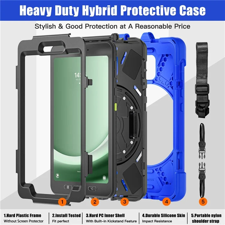 For Samsung Galaxy Tab Active 3 T570 / Tab Active5 X306B Case PC+Silicone Protective Cover with Shoulder Strap