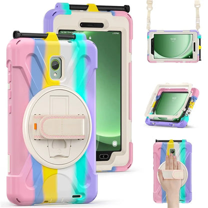 For Samsung Galaxy Tab Active 3 T570 / Tab Active5 X306B Case PC+Silicone Protective Cover with Shoulder Strap
