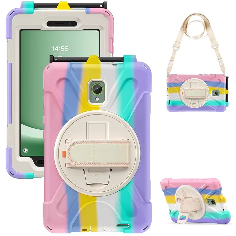 For Samsung Galaxy Tab Active 3 T570 / Tab Active5 X306B Case PC+Silicone Protective Cover with Shoulder Strap