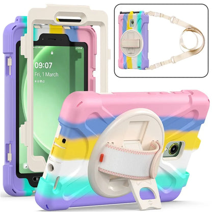 For Samsung Galaxy Tab Active 3 T570 / Tab Active5 X306B Case PC+Silicone Protective Cover with Shoulder Strap