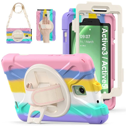 For Samsung Galaxy Tab Active 3 T570 / Tab Active5 X306B Case PC+Silicone Protective Cover with Shoulder Strap