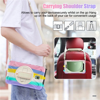 For Samsung Galaxy Tab Active 3 T570 / Tab Active5 X306B Case PC+Silicone Protective Cover with Shoulder Strap