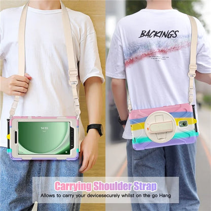 For Samsung Galaxy Tab Active 3 T570 / Tab Active5 X306B Case PC+Silicone Protective Cover with Shoulder Strap
