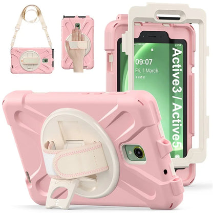 For Samsung Galaxy Tab Active 3 T570 / Tab Active5 X306B Case PC+Silicone Protective Cover with Shoulder Strap