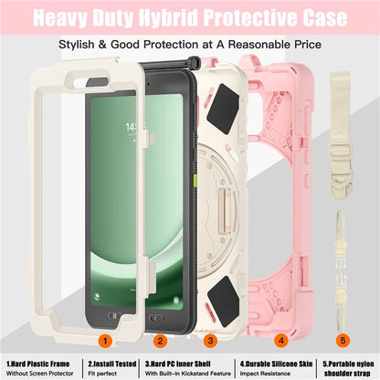 For Samsung Galaxy Tab Active 3 T570 / Tab Active5 X306B Case PC+Silicone Protective Cover with Shoulder Strap