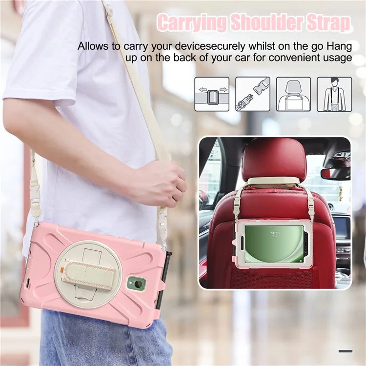 For Samsung Galaxy Tab Active 3 T570 / Tab Active5 X306B Case PC+Silicone Protective Cover with Shoulder Strap