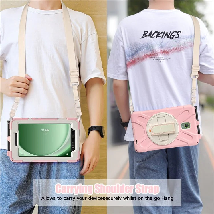 For Samsung Galaxy Tab Active 3 T570 / Tab Active5 X306B Case PC+Silicone Protective Cover with Shoulder Strap