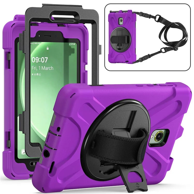 For Samsung Galaxy Tab Active 3 T570 / Tab Active5 X306B Case PC+Silicone Protective Cover with Shoulder Strap