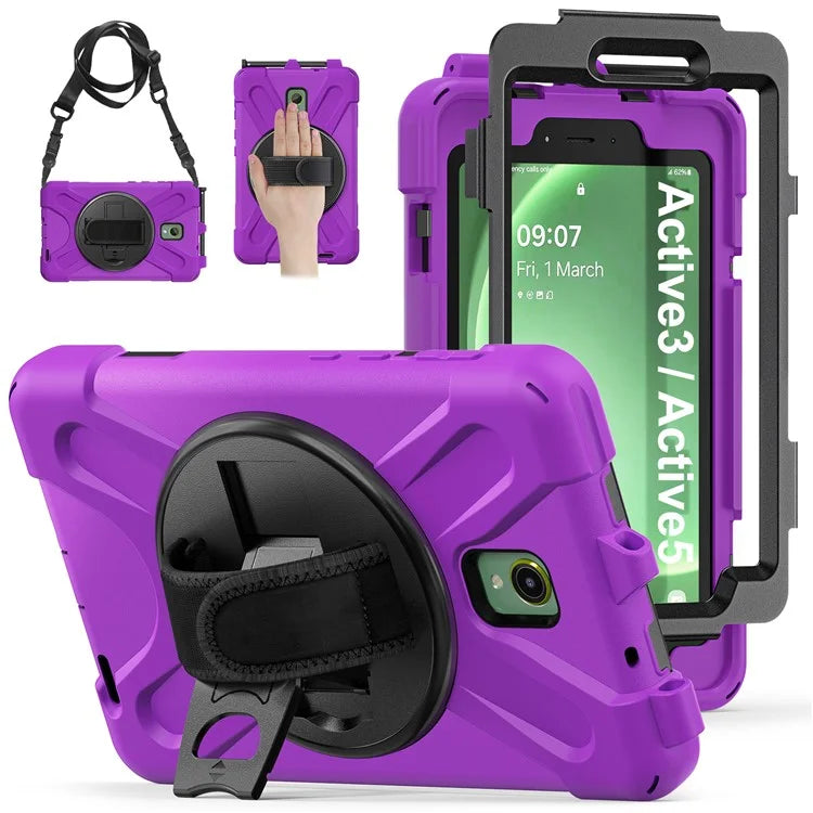 For Samsung Galaxy Tab Active 3 T570 / Tab Active5 X306B Case PC+Silicone Protective Cover with Shoulder Strap