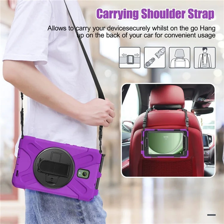 For Samsung Galaxy Tab Active 3 T570 / Tab Active5 X306B Case PC+Silicone Protective Cover with Shoulder Strap