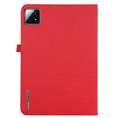 For Xiaomi Pad 6S Pro 12.4 Case Cloth Texture Leather Tablet Stand Cover with Card Holder