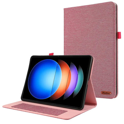 For Xiaomi Pad 6S Pro 12.4 Case Cloth Texture Leather Tablet Stand Cover with Card Holder