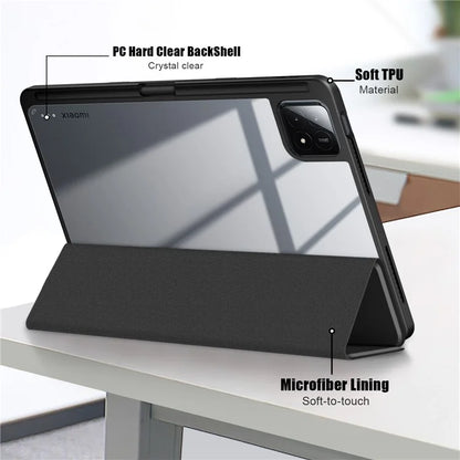For Xiaomi Pad 6S Pro 12.4 Case Tri-fold Stand PU Leather Tablet Cover with Pen Slot