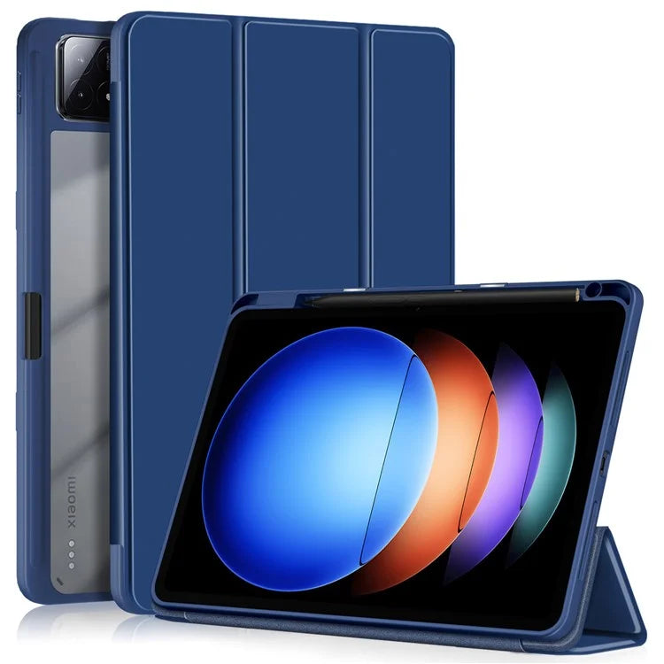 For Xiaomi Pad 6S Pro 12.4 Case Tri-fold Stand PU Leather Tablet Cover with Pen Slot