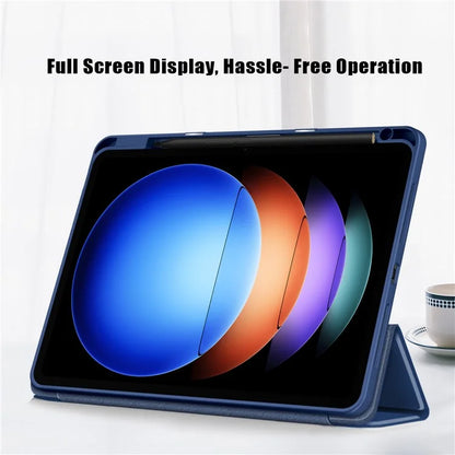 For Xiaomi Pad 6S Pro 12.4 Case Tri-fold Stand PU Leather Tablet Cover with Pen Slot